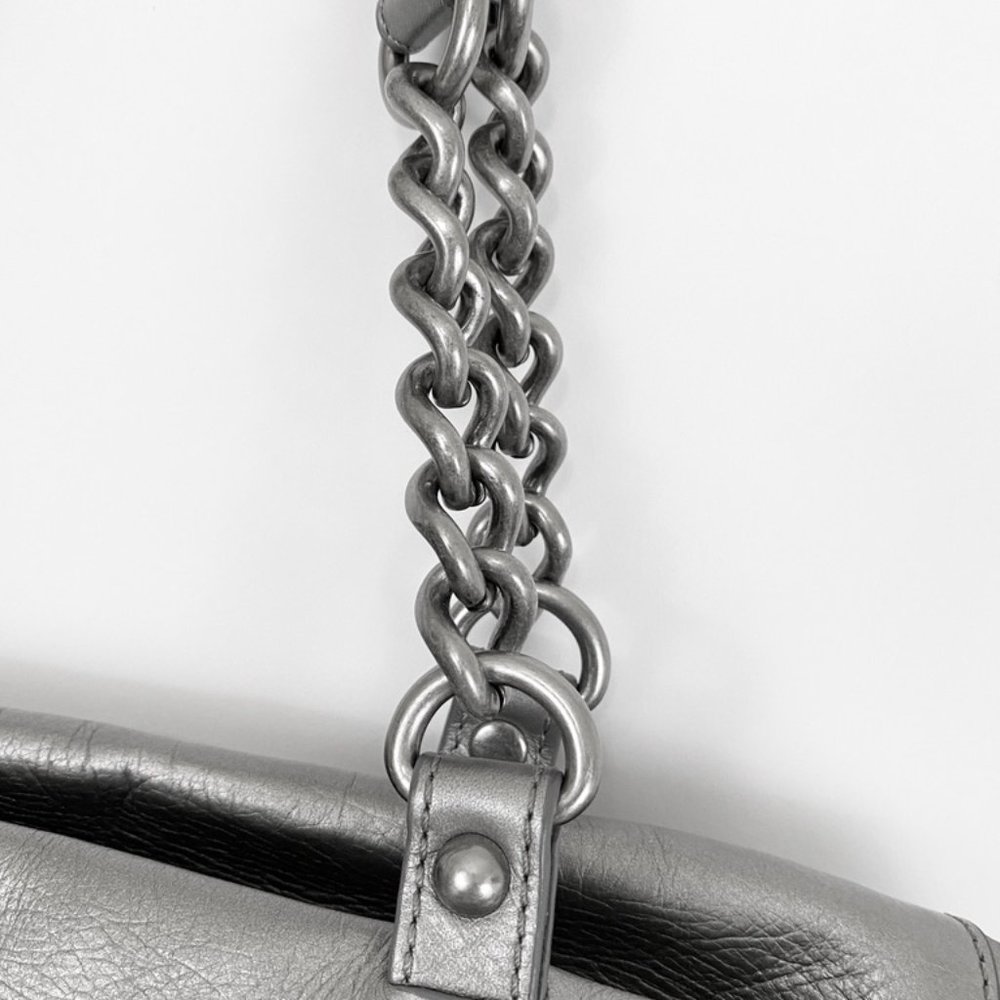 Club Monaco Silver Satin Leather Handbag - Picture 12 of 12